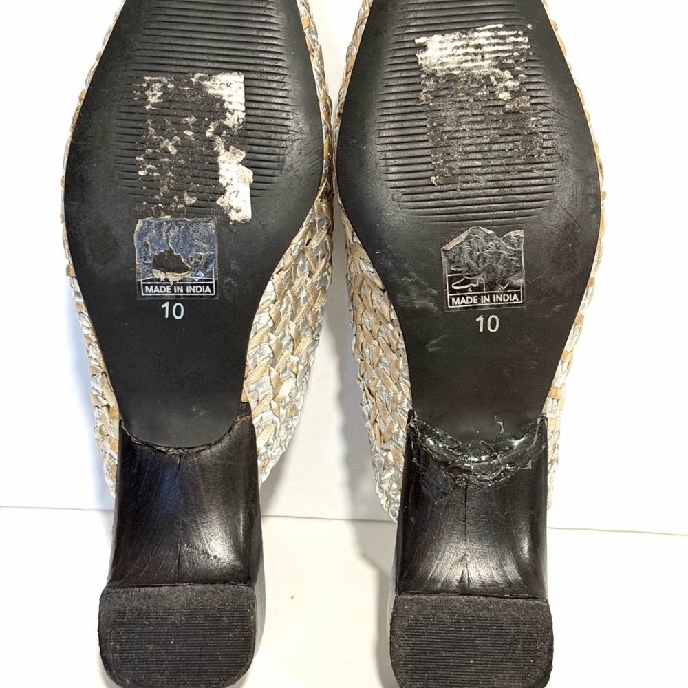 Free People Jeffrey Campbell Dolci Silver Metallic Woven Flat Mules - Picture 10 of 13